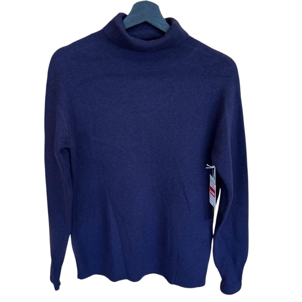 Nordstrom Signature Cashmere Cotton Turtleneck Sweater Navy Dusk XXS NWT Classic